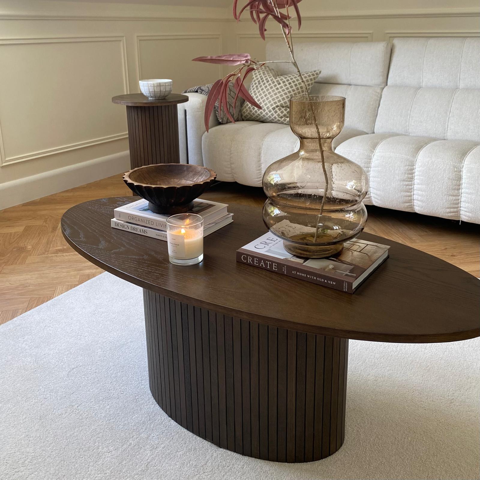 bianca long round coffee table with ribbed side