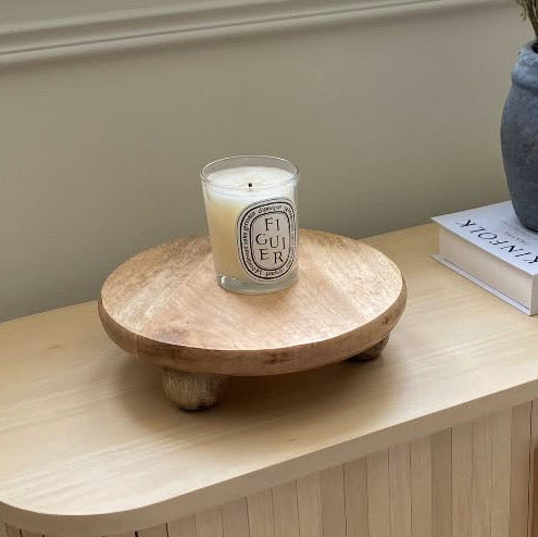 round light wooden pedestal