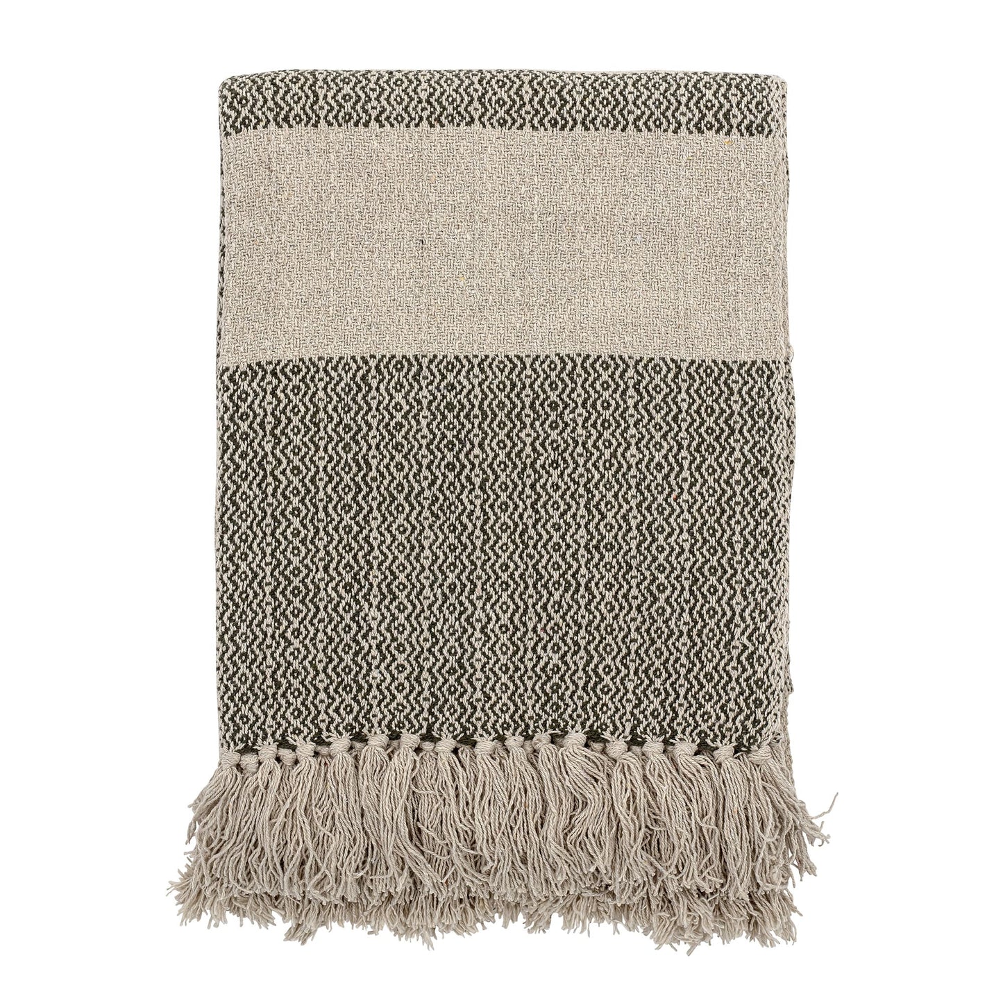 recycled throw green and cream