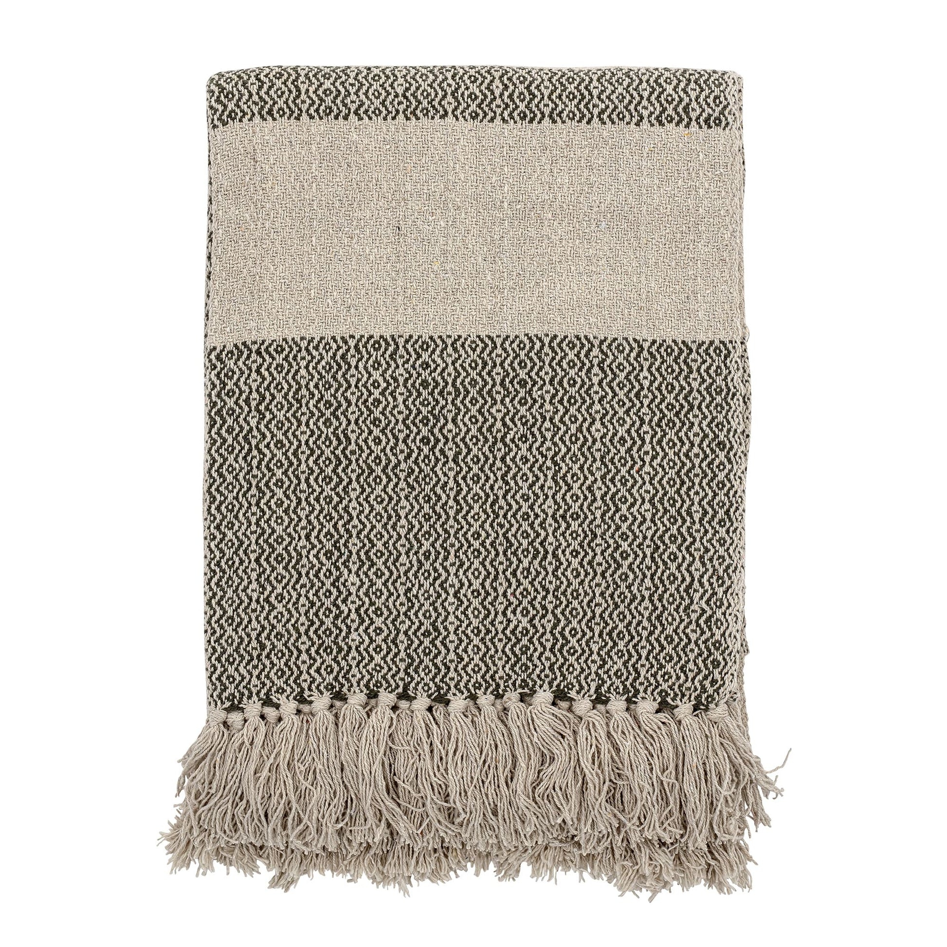 recycled throw green and cream