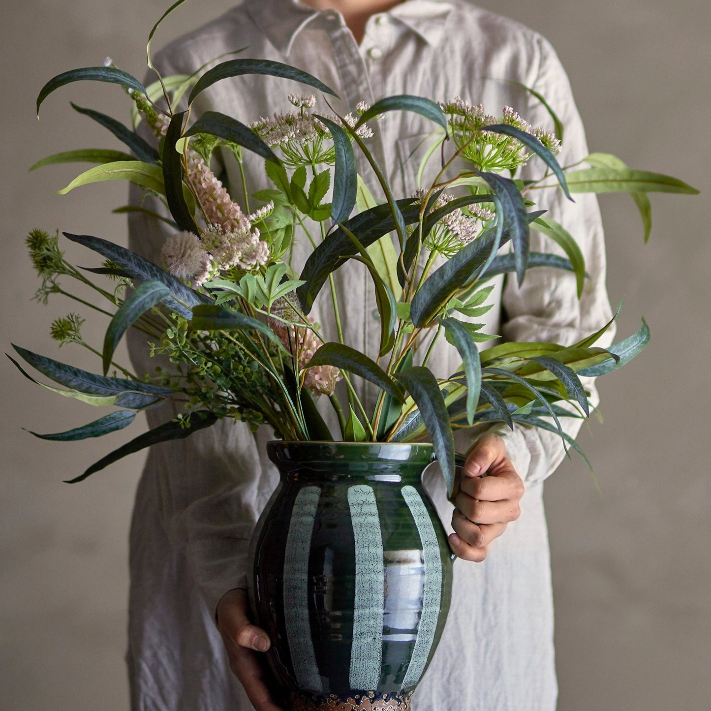 olive branch with other faux flowers