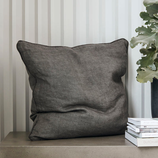 dark grey large square cotton cushion