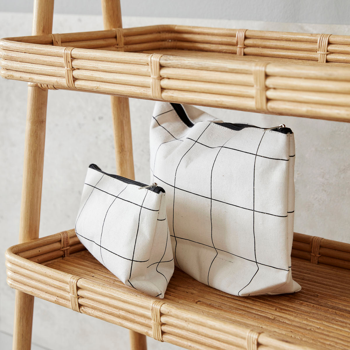 White Toiletry bag with black squares