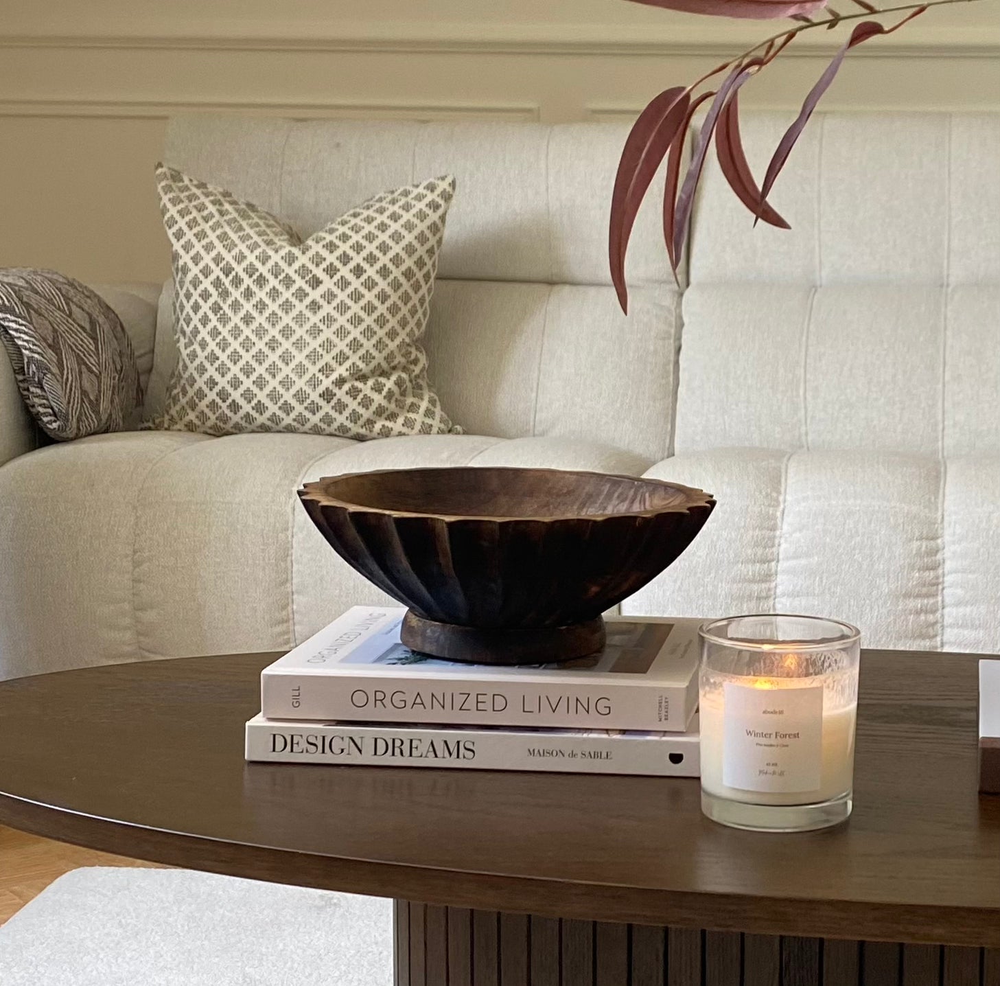 dark wood round bowl