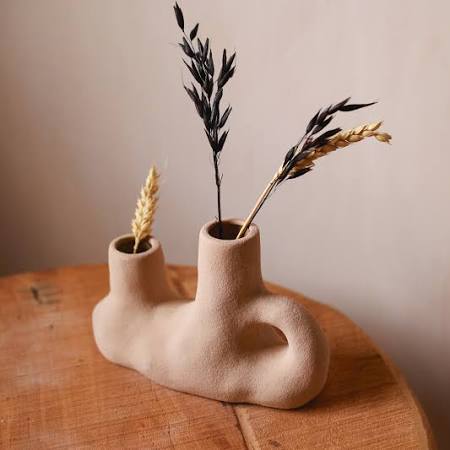 stoneware nordic vase with double opening 