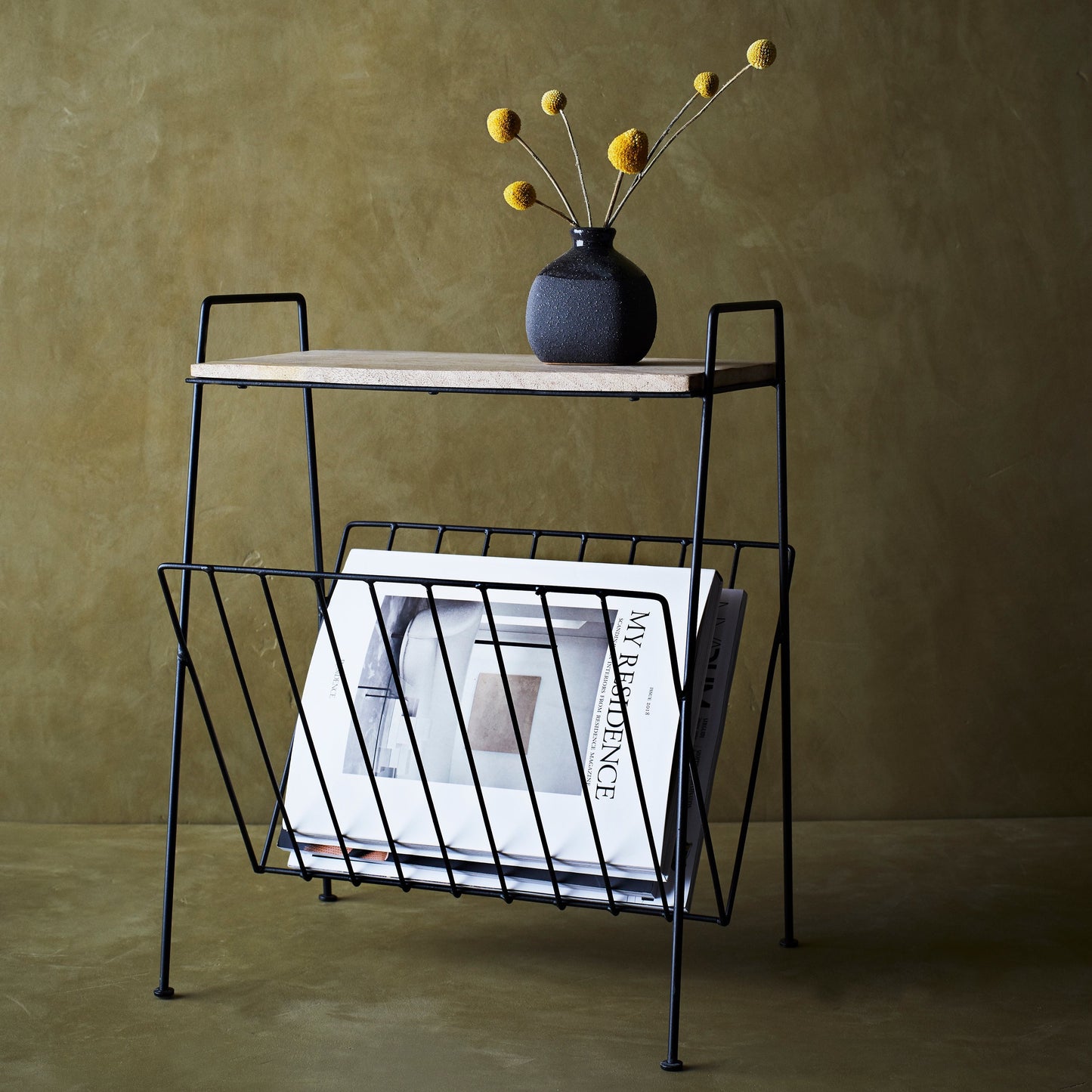 magazine rack from madam Stolz with wooden top