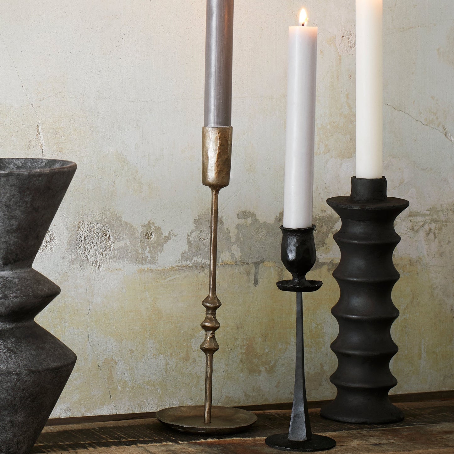 Matte Black Dinner Candle Holders