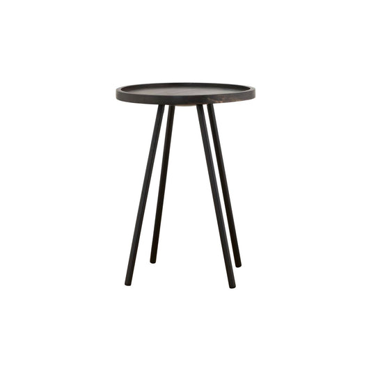 round coffee black table with four legs 