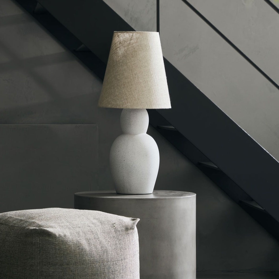 Large beige & grey sculpture table lamp 