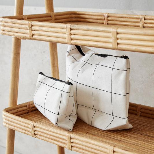 White Toiletry bag with black squares