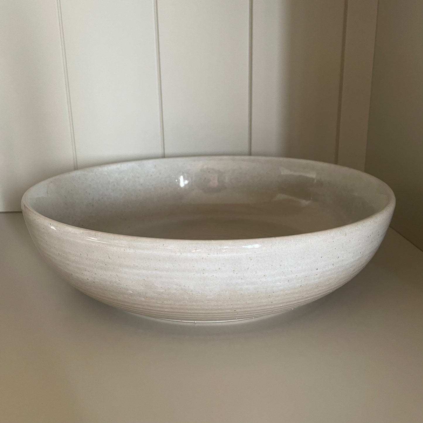 handmade stoneware taupe serving bowl