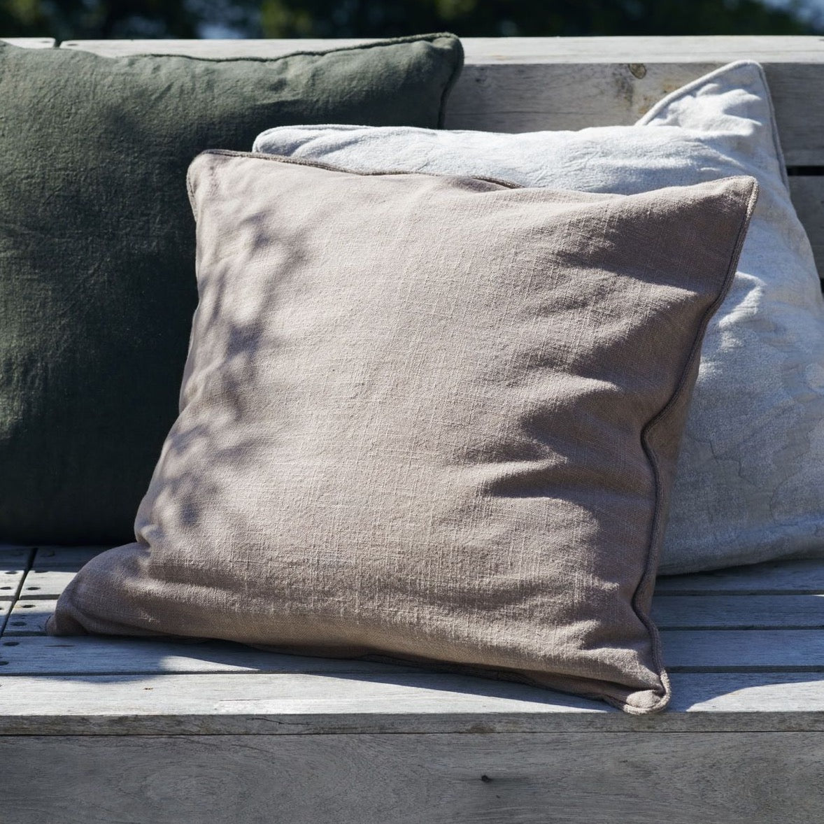 light grey square cotton & linen cushion from house doctor 