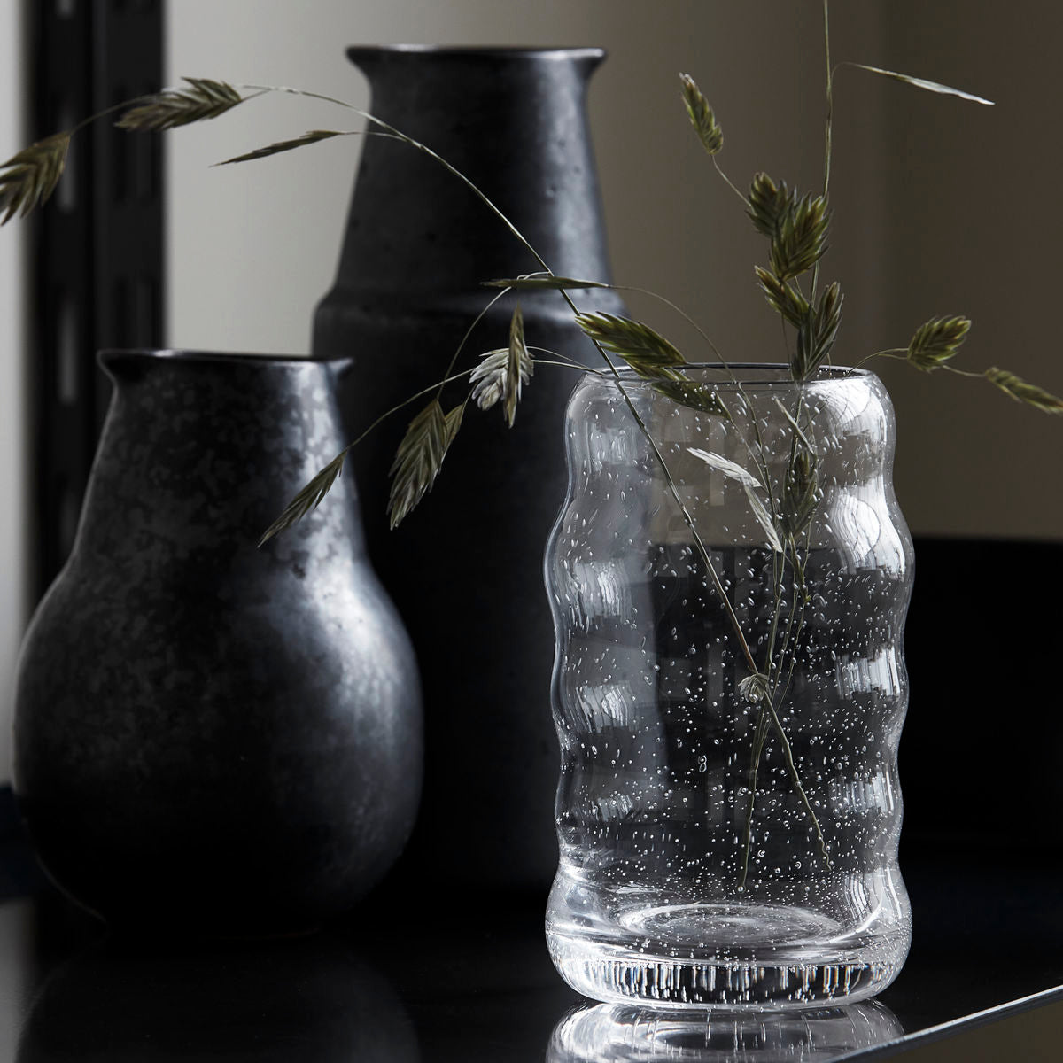 small round bubble glass vase 